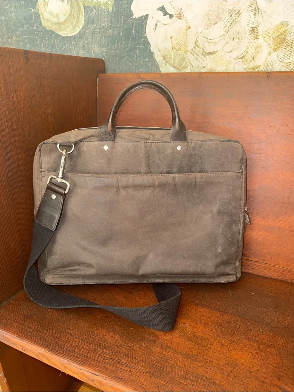 Jack spade Waxed Canvas Messenger Bag with Black Strap